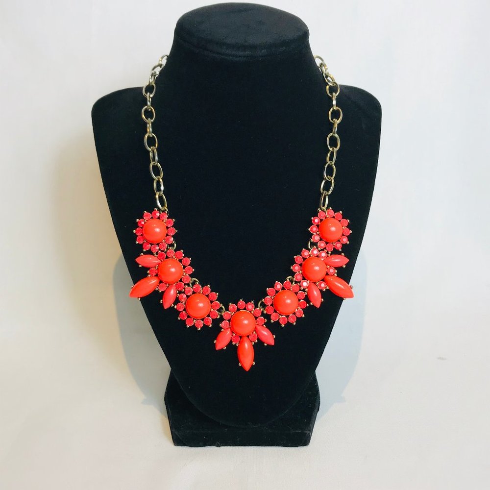 J.Crew Orange Bead Clover Necklace #45